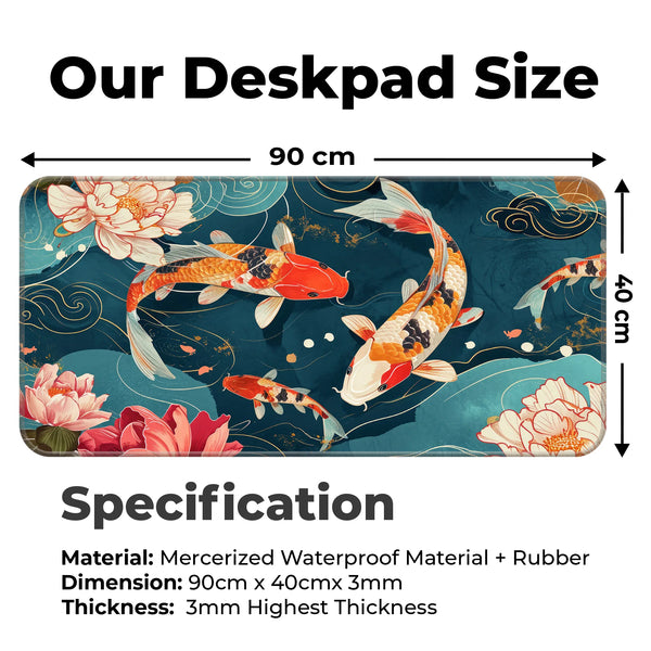 Japanese Koi Pond Lotus Deskmat