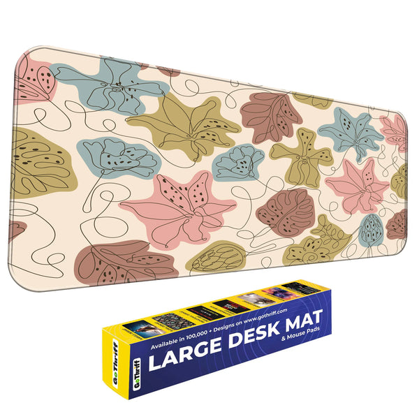 Abstract Pastel Line Art Floral Deskmat