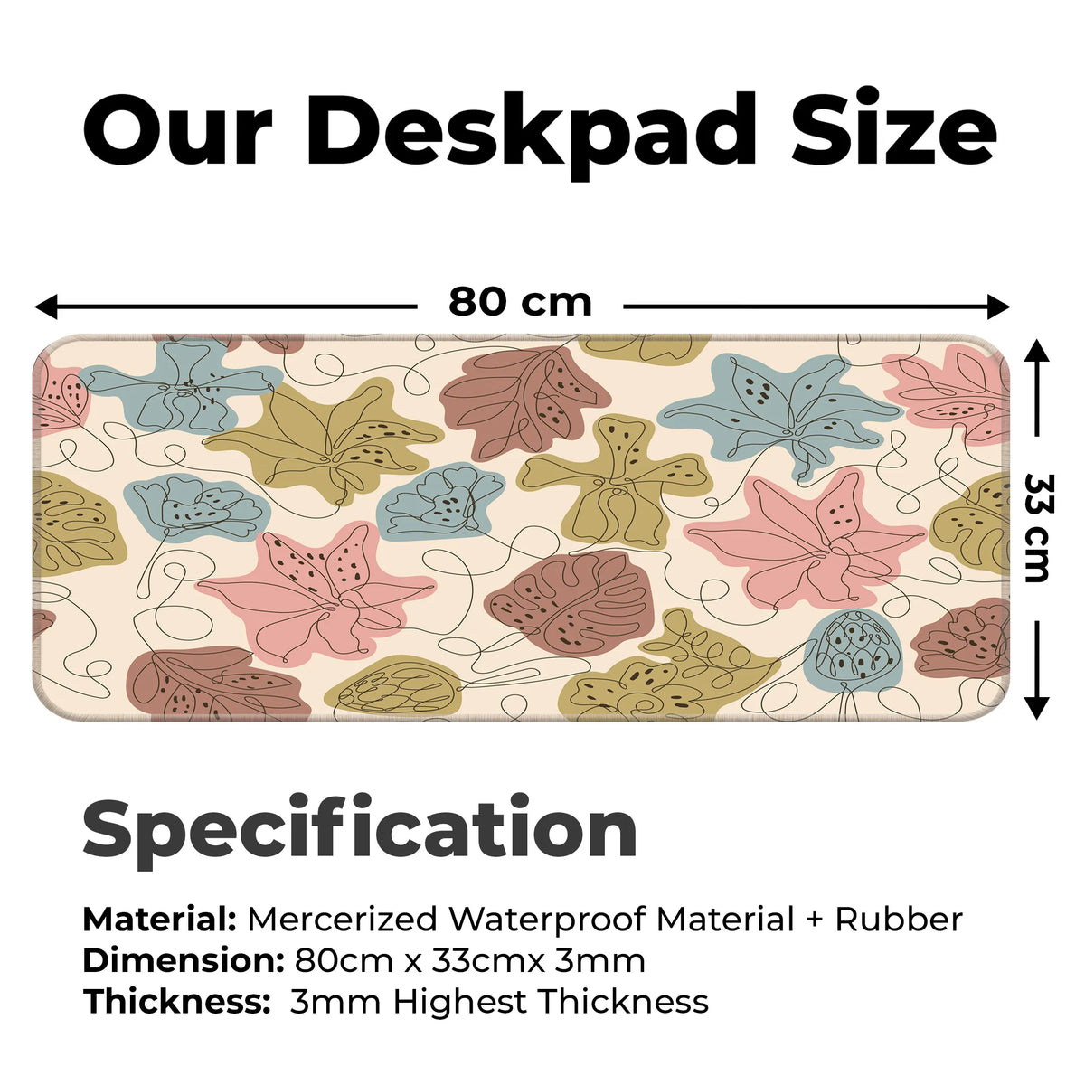 Abstract Pastel Line Art Floral Deskmat
