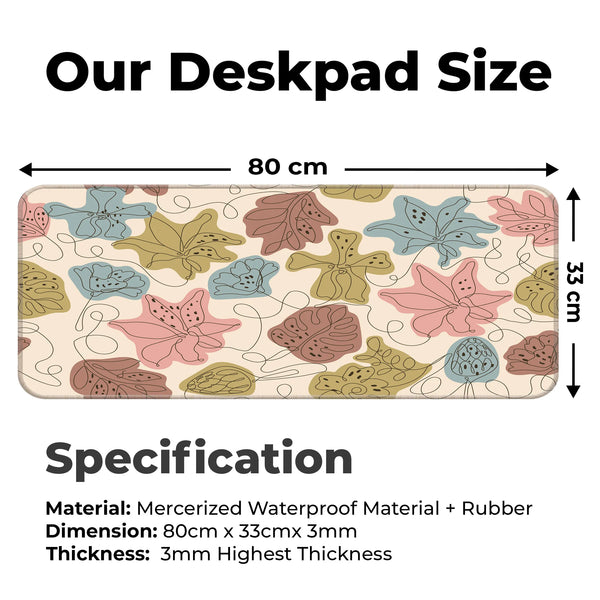 Abstract Pastel Line Art Floral Deskmat