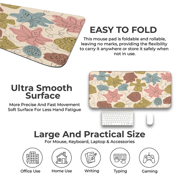 Abstract Pastel Line Art Floral Deskmat