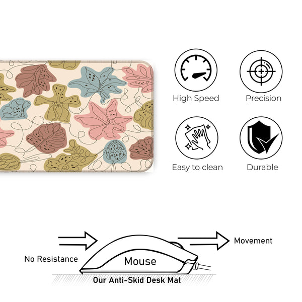 Abstract Pastel Line Art Floral Deskmat