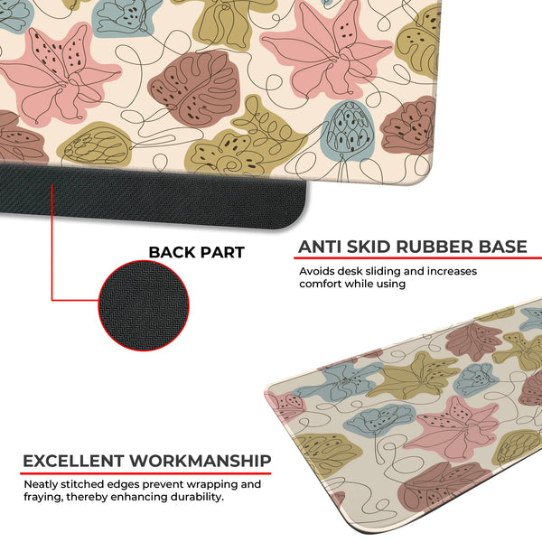 Abstract Pastel Line Art Floral Deskmat