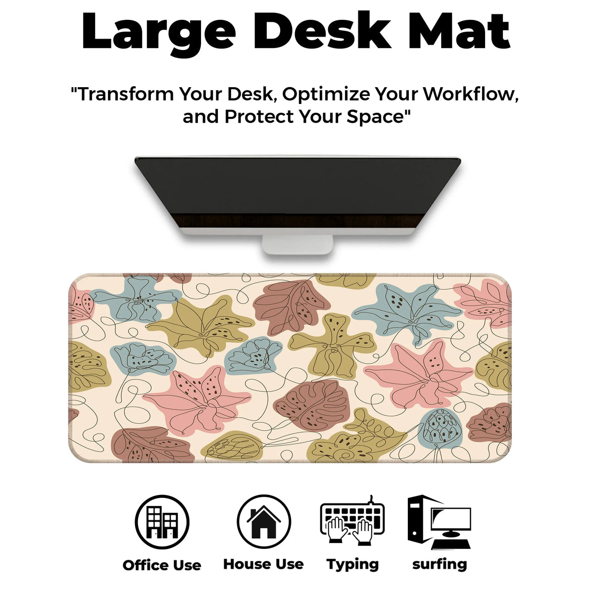 Abstract Pastel Line Art Floral Deskmat