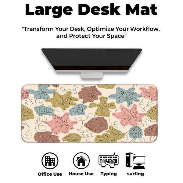 Abstract Pastel Line Art Floral Deskmat