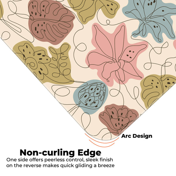 Abstract Pastel Line Art Floral Deskmat