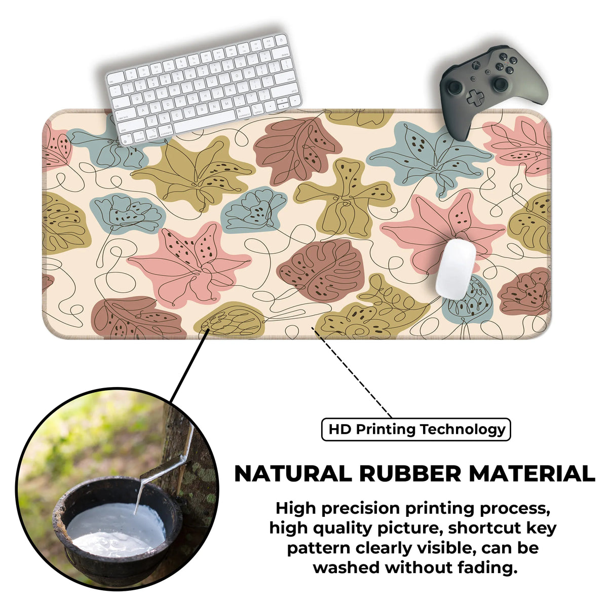 Abstract Pastel Line Art Floral Deskmat