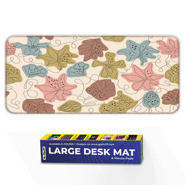 Abstract Pastel Line Art Floral Deskmat