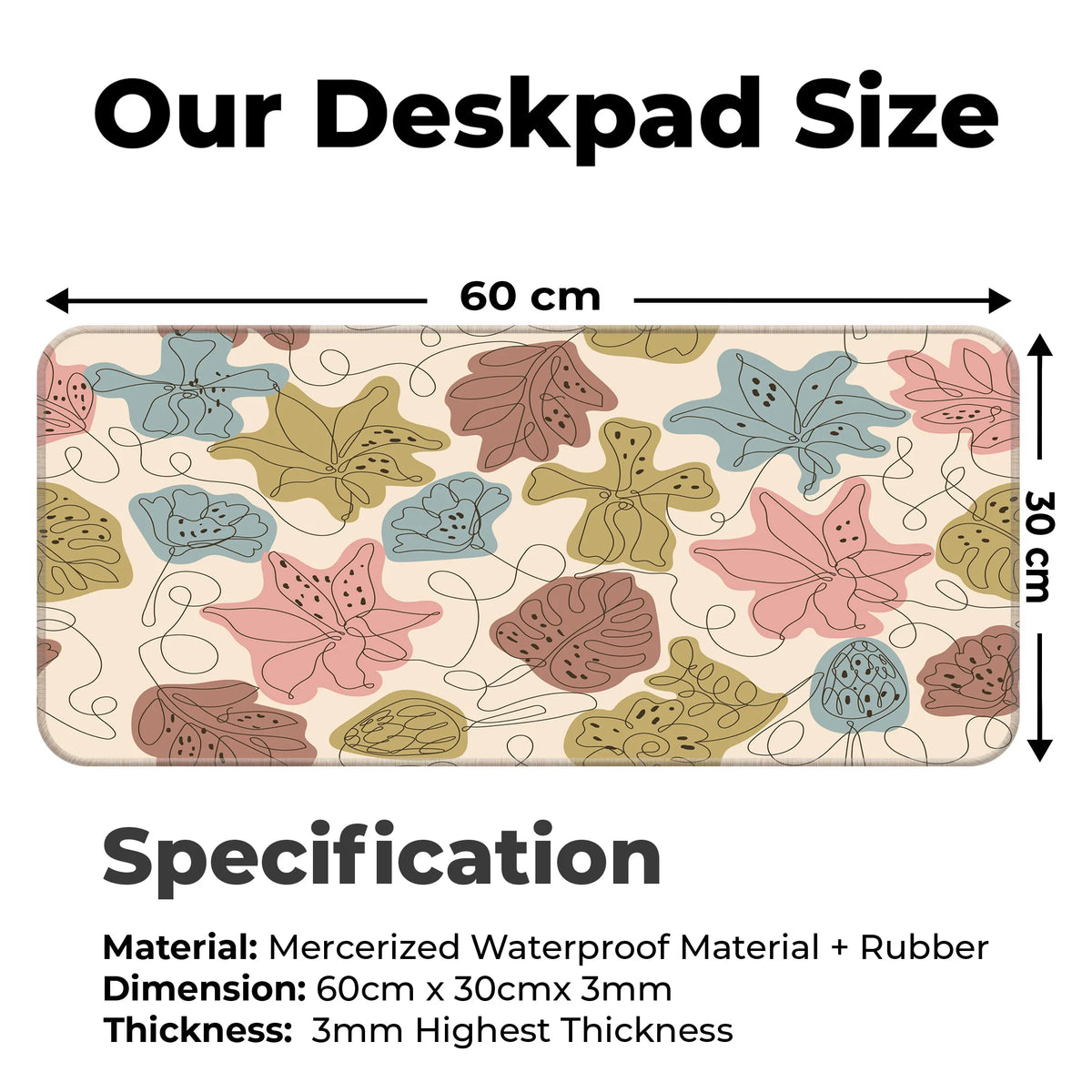 Abstract Pastel Line Art Floral Deskmat