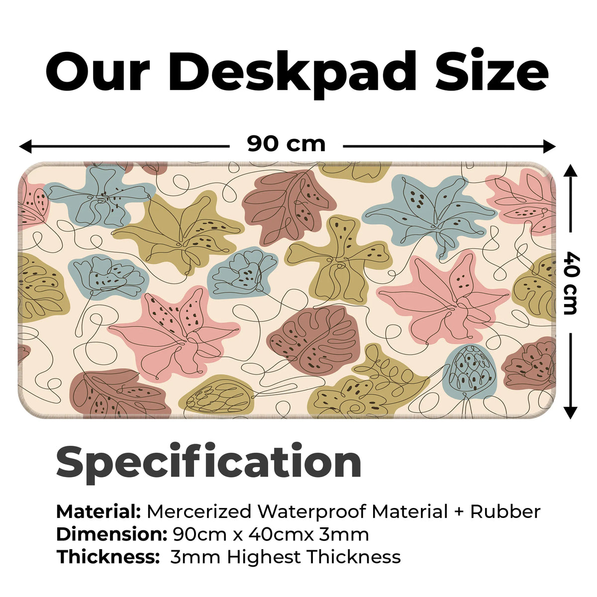 Abstract Pastel Line Art Floral Deskmat