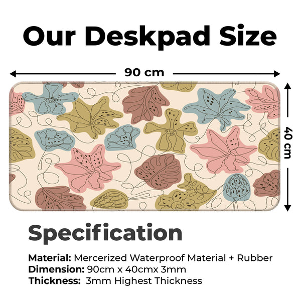 Abstract Pastel Line Art Floral Deskmat