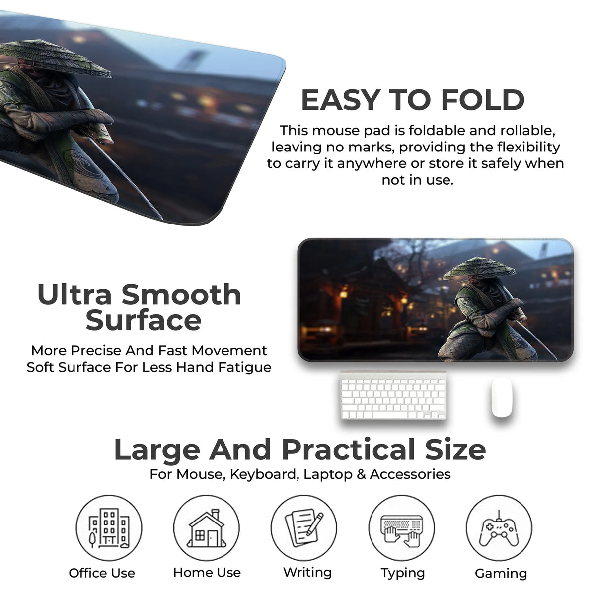 Samurai Warrior Japan Night Scene Deskmat