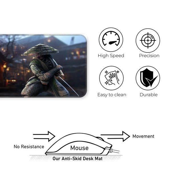 Samurai Warrior Japan Night Scene Deskmat