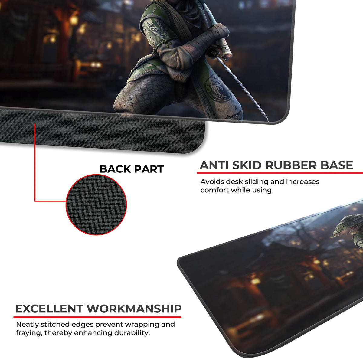 Samurai Warrior Japan Night Scene Deskmat