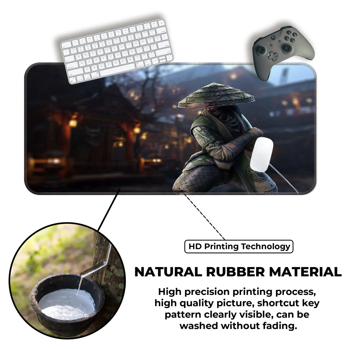 Samurai Warrior Japan Night Scene Deskmat