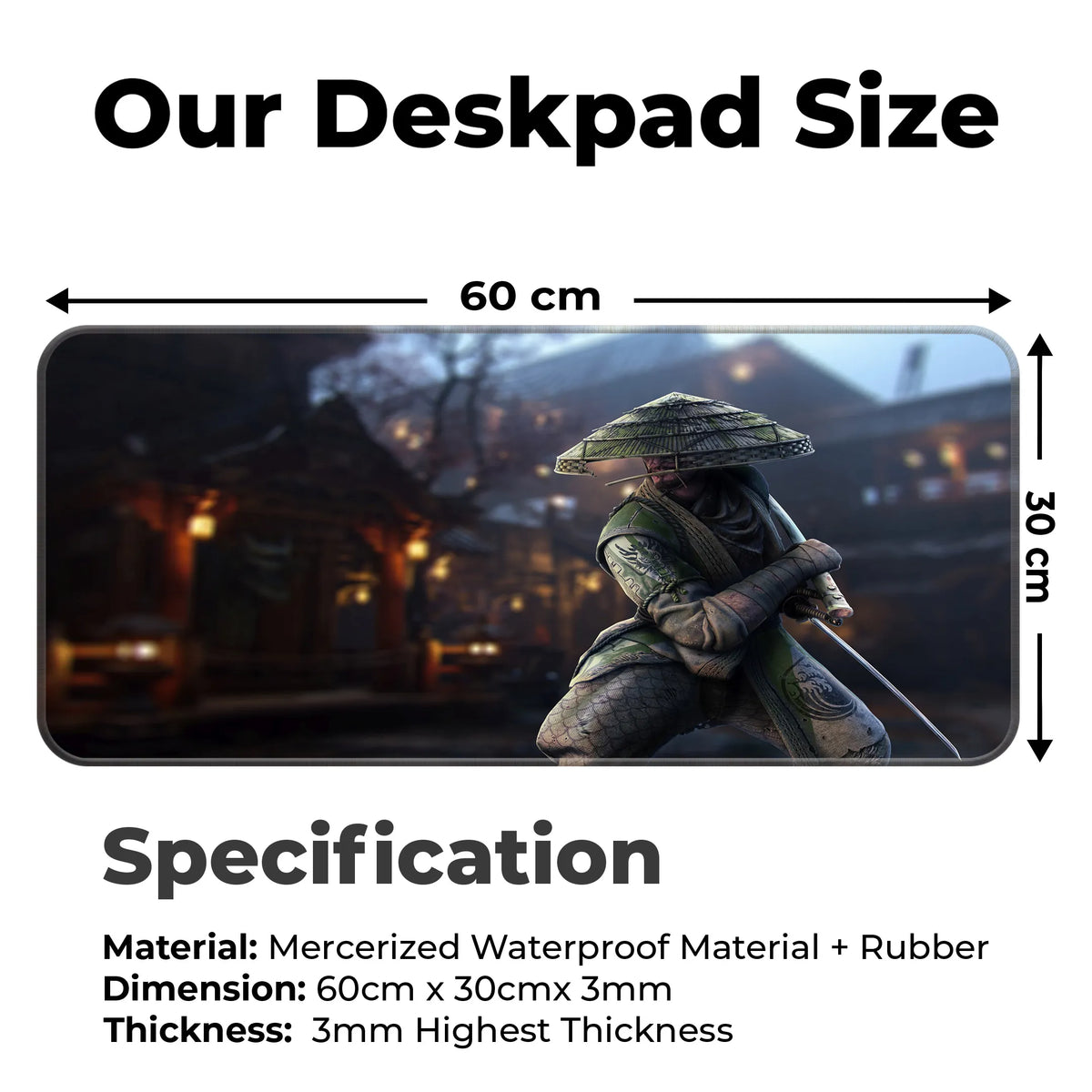 Samurai Warrior Japan Night Scene Deskmat