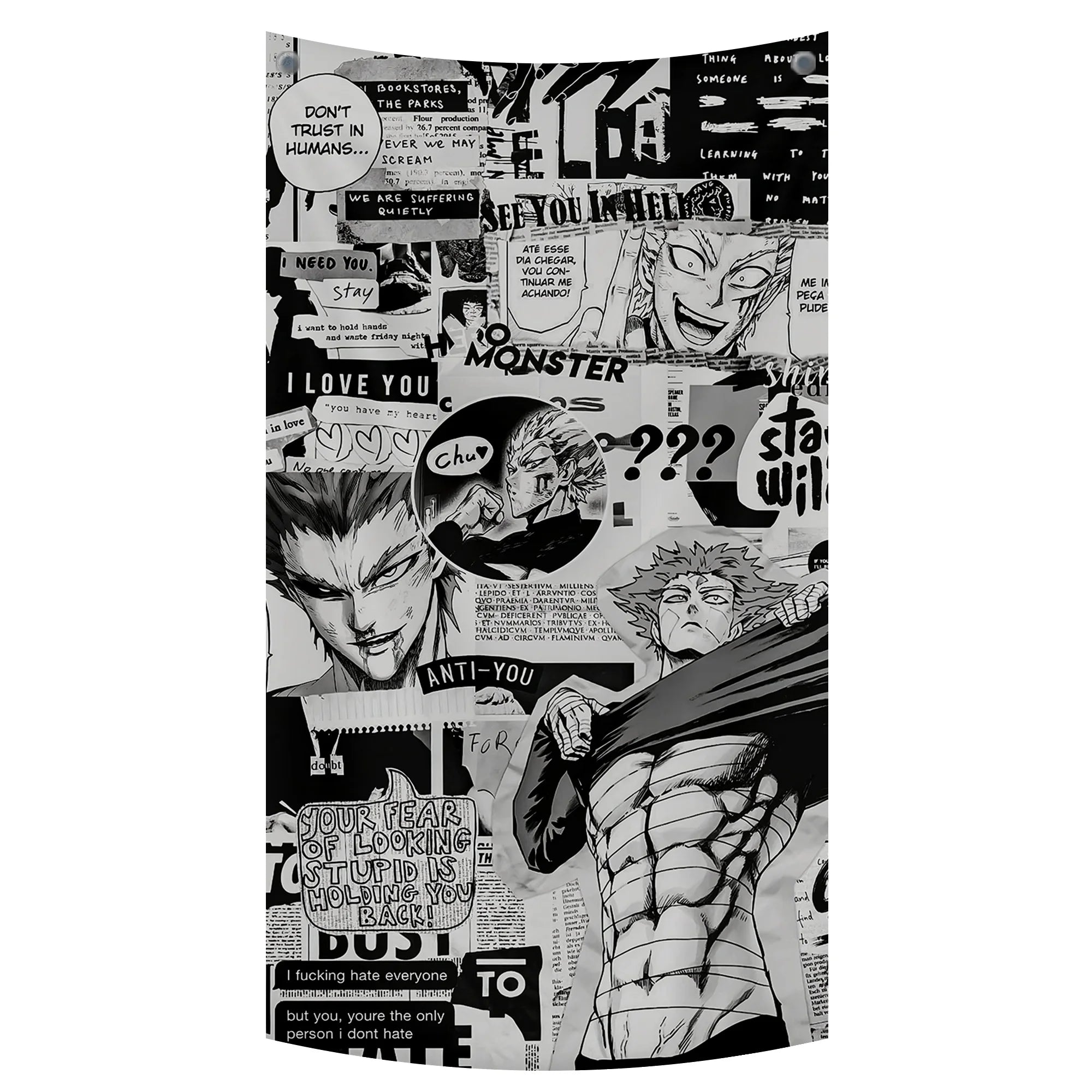 Manga Collage Aesthetic Tapestry