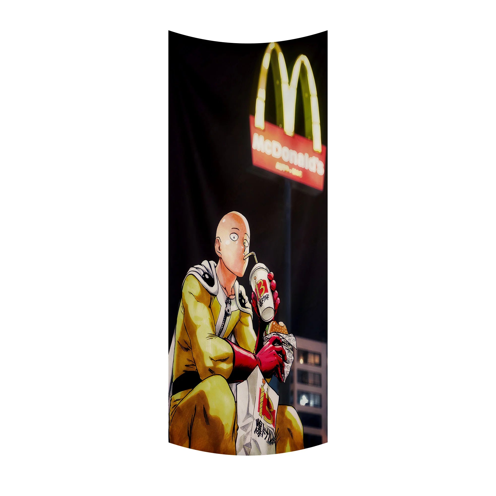 Saitama Eating Fast Food Tapestry