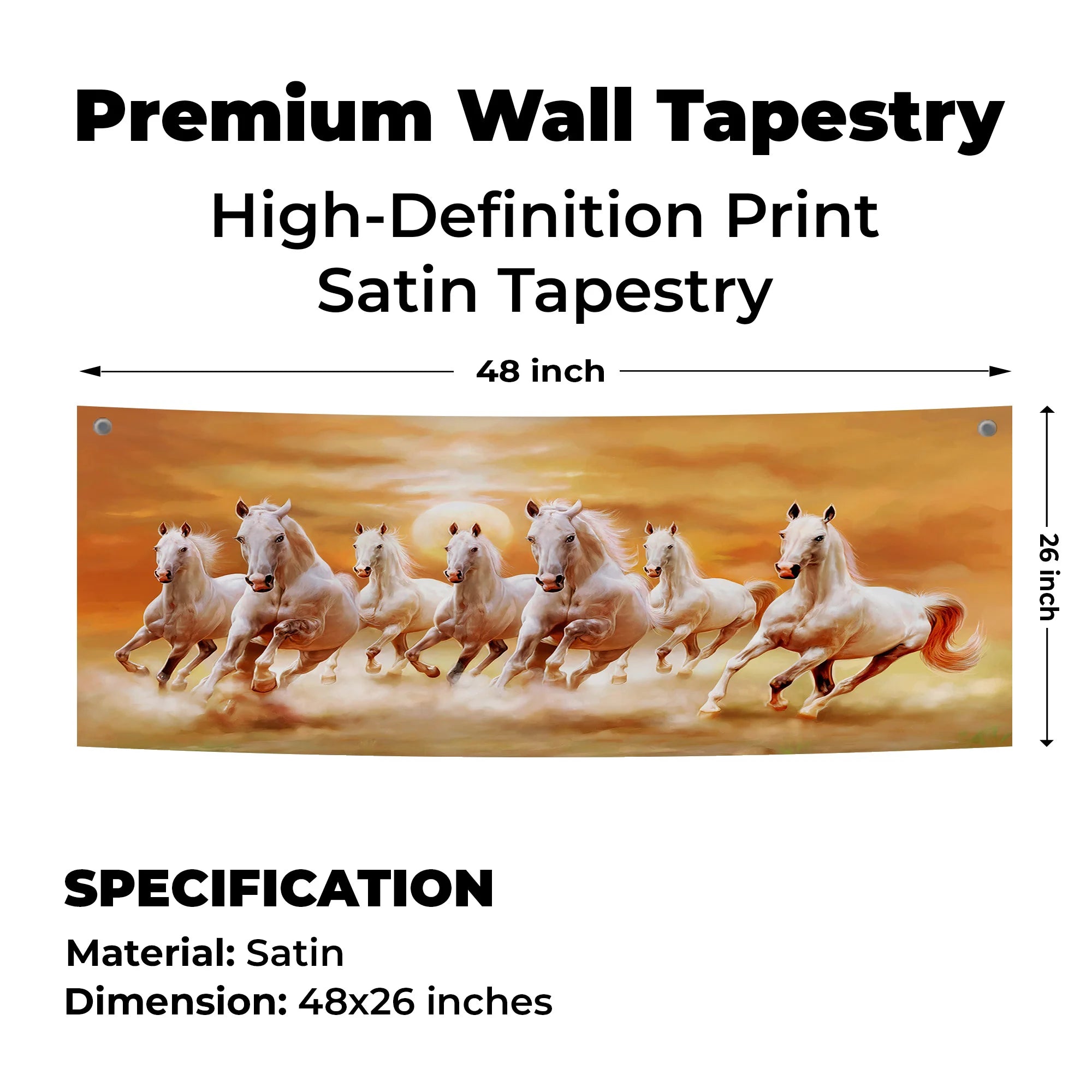 Seven Galloping White Horses Tapestry