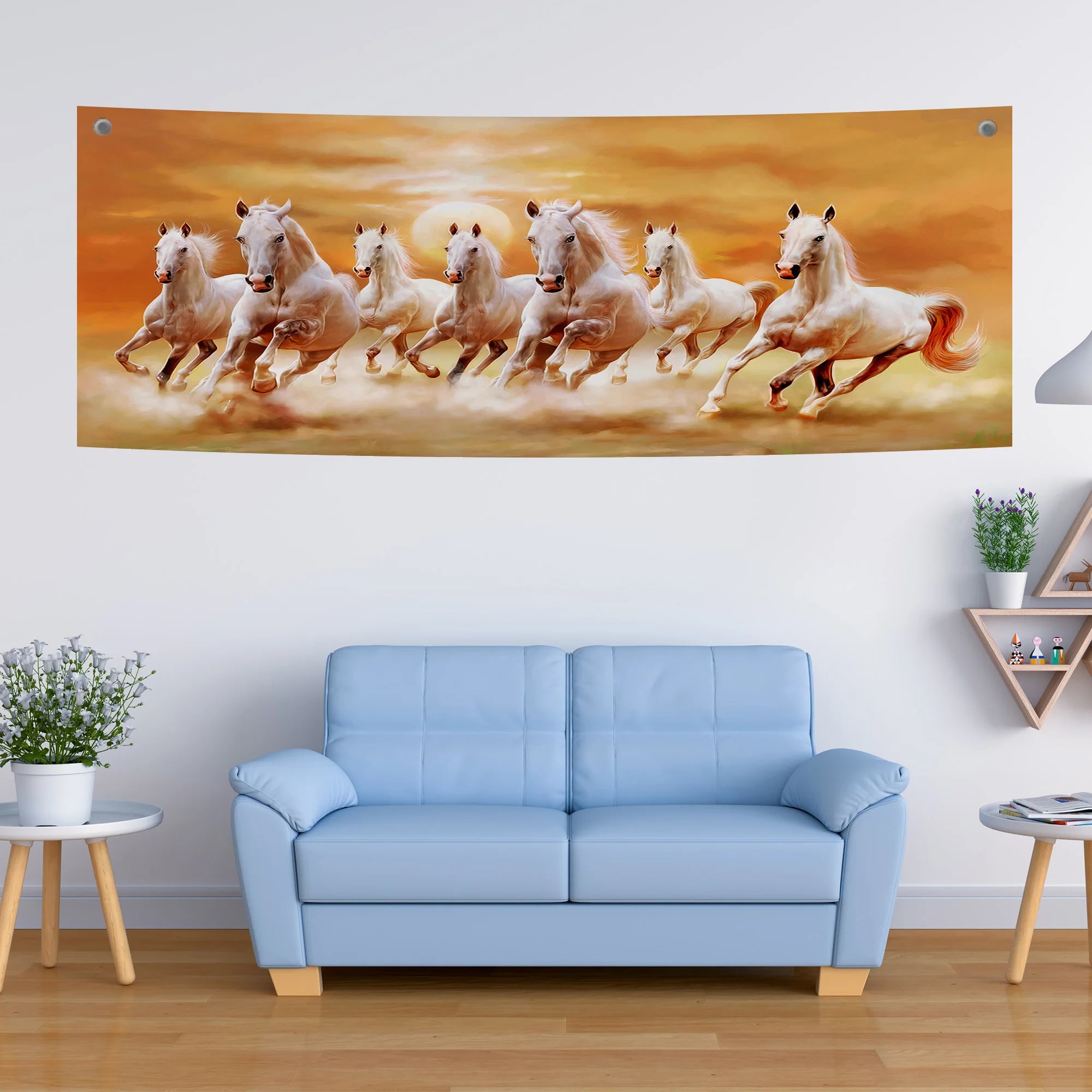 Seven Galloping White Horses Tapestry