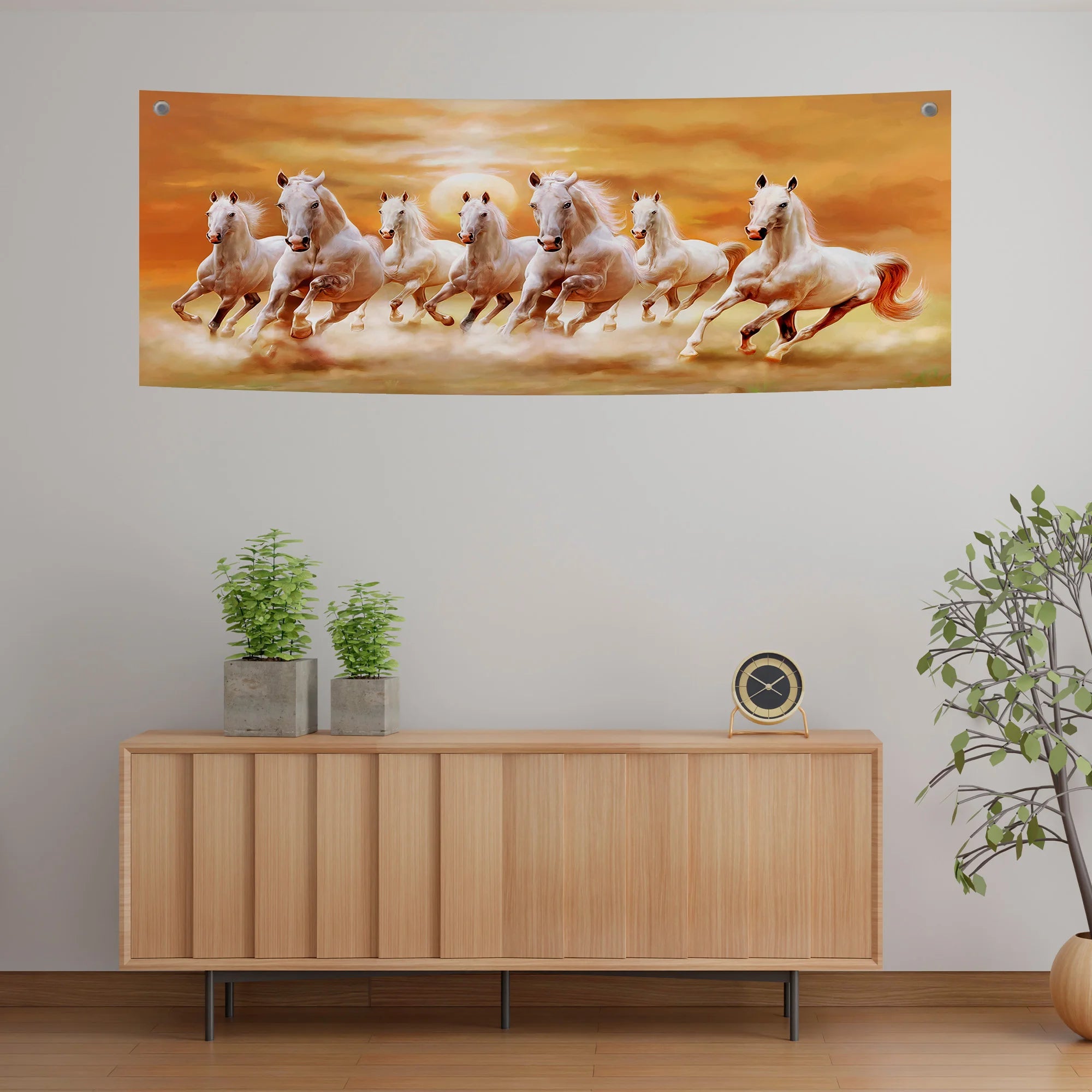 Seven Galloping White Horses Tapestry