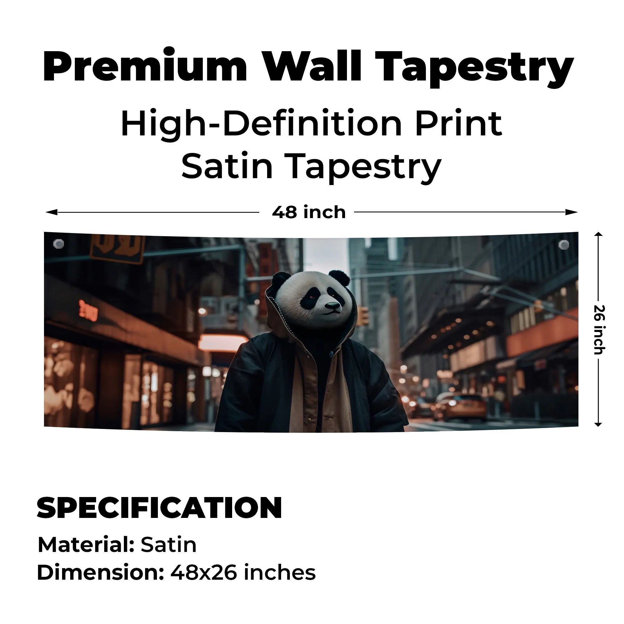 Panda Streetwear Aesthetic Tapestry