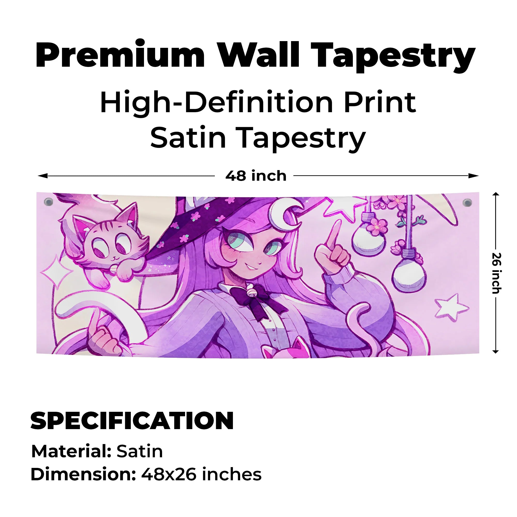 Magical Witch Cat Tapestry