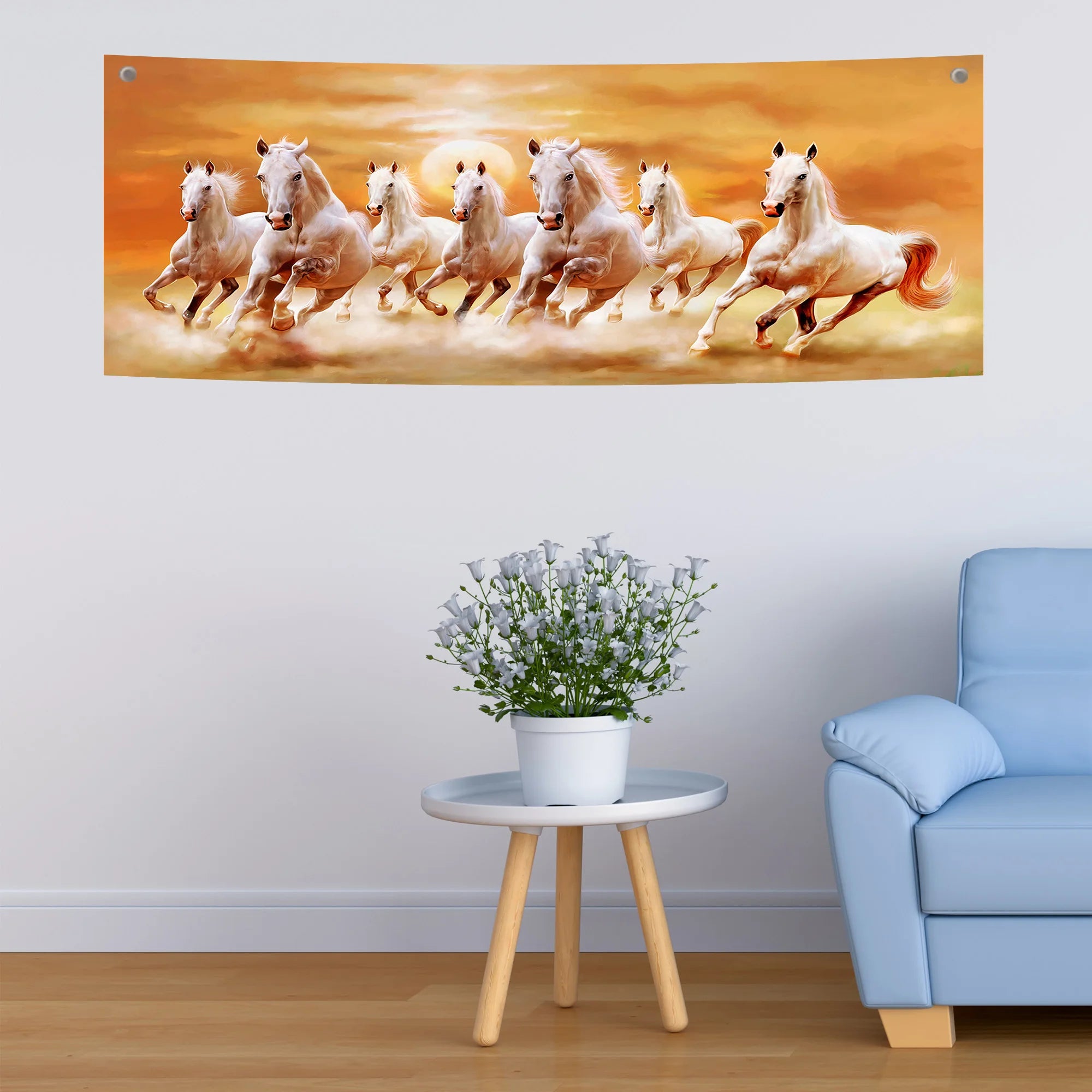 Seven Galloping White Horses Tapestry