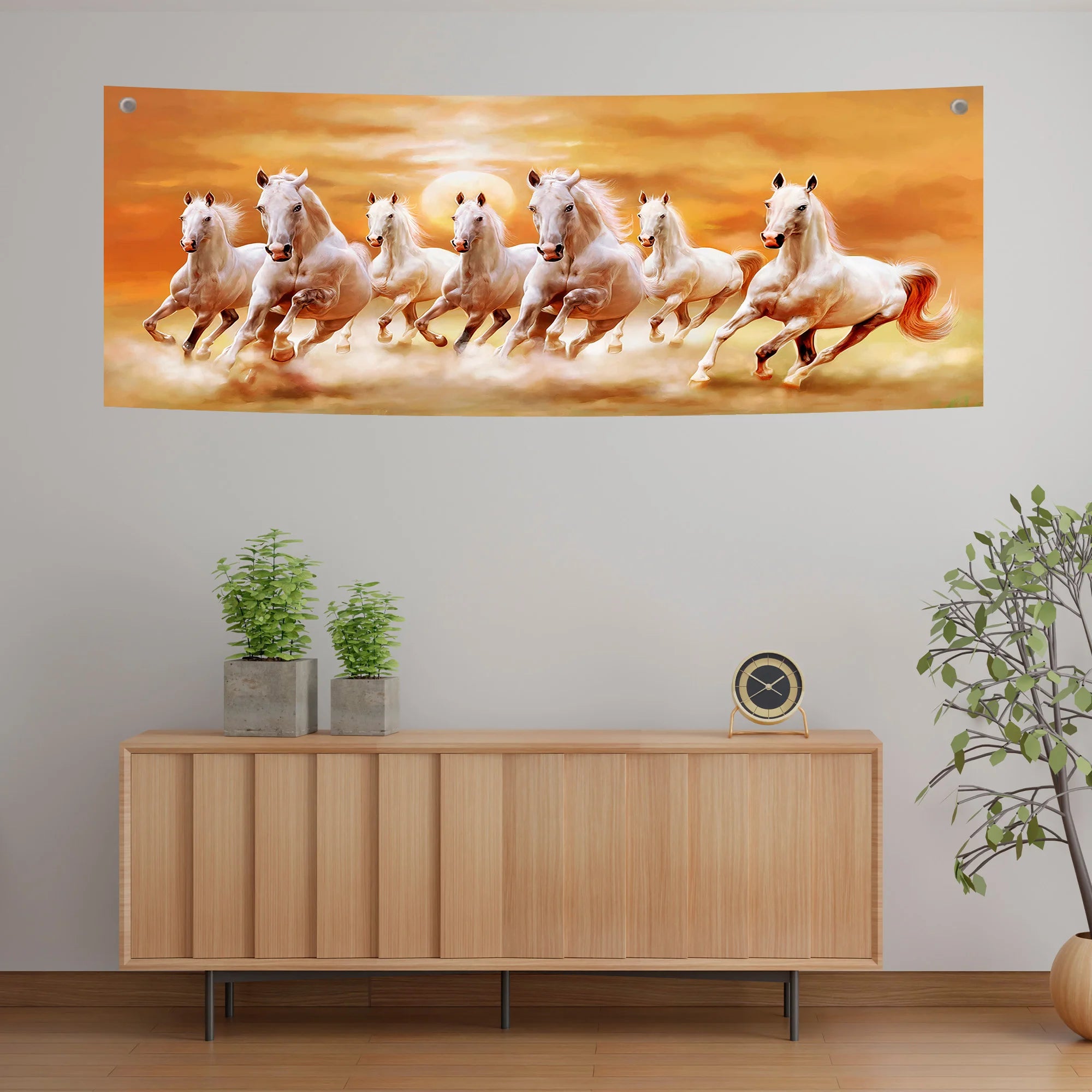 Seven Galloping White Horses Tapestry