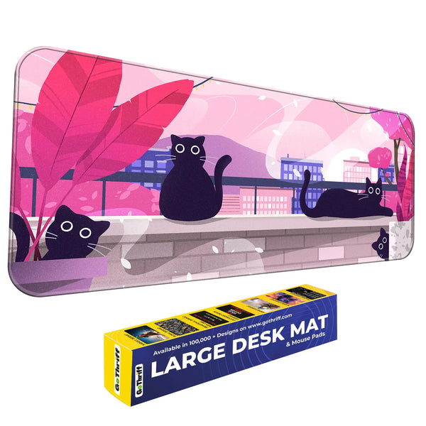 Playful Black Cats Deskmat