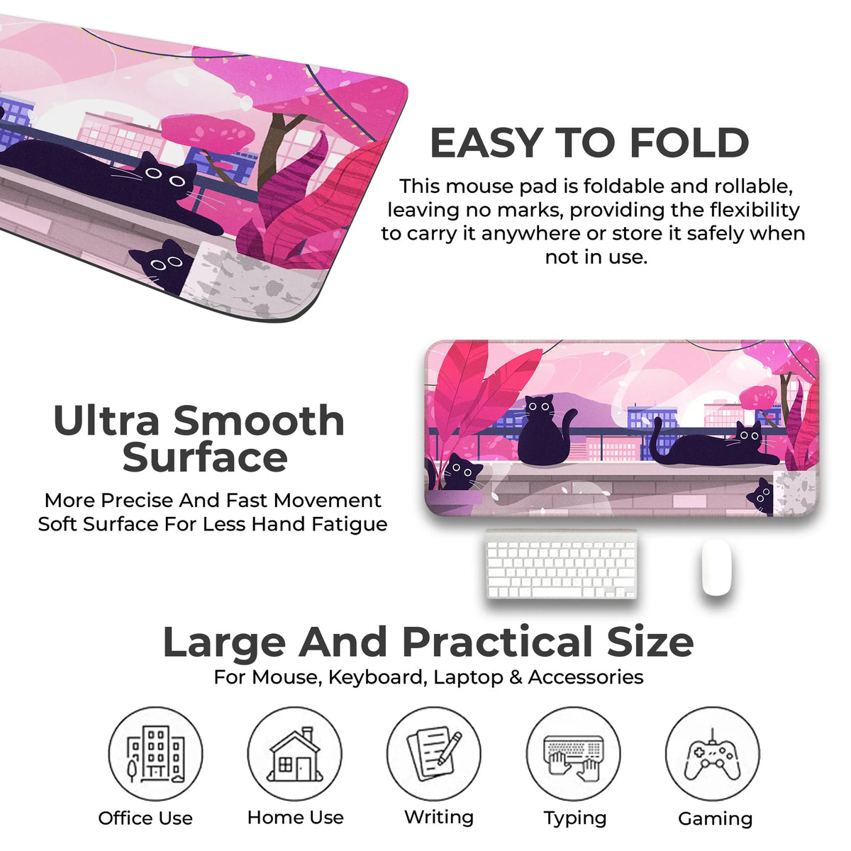 Playful Black Cats Deskmat