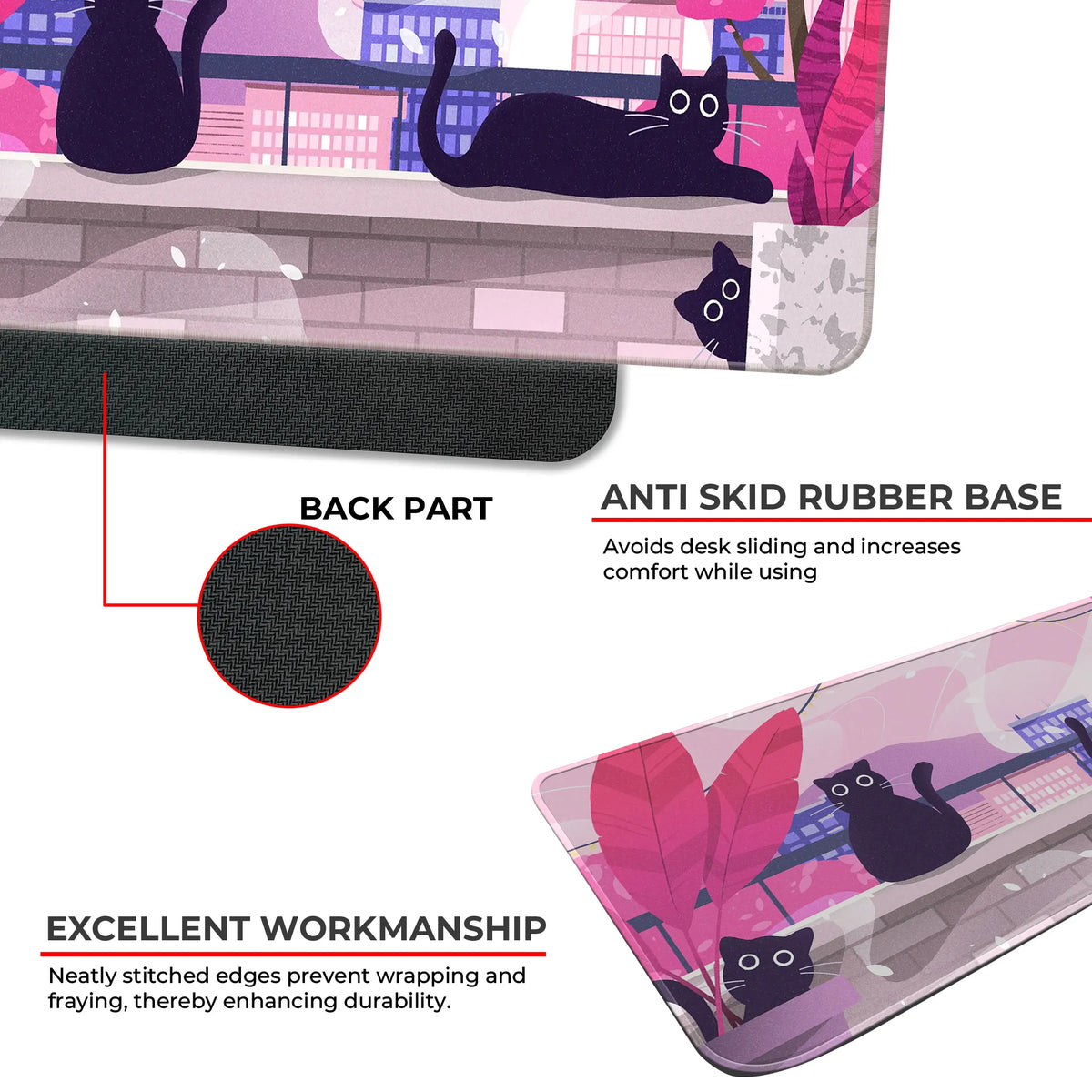 Playful Black Cats Deskmat