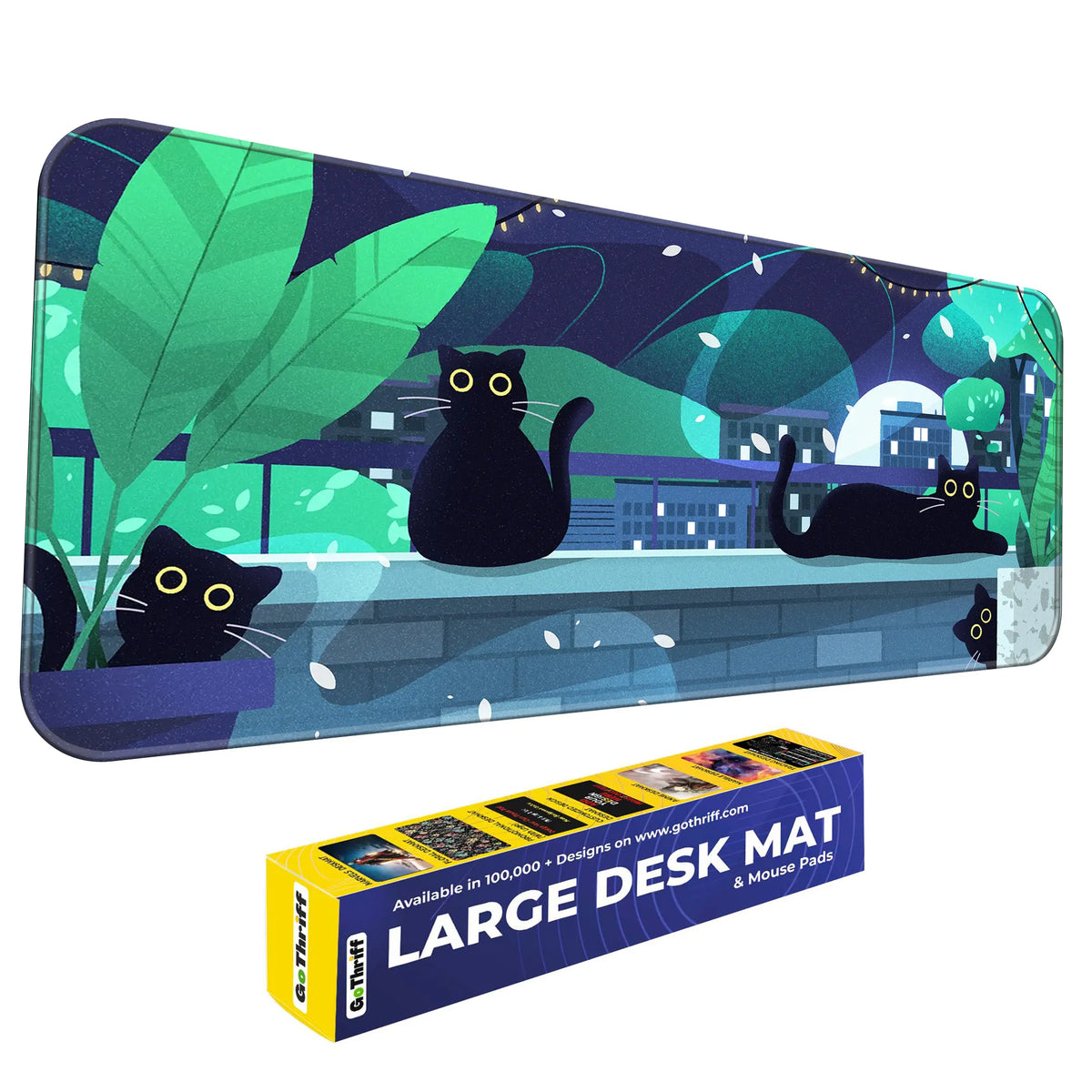 Playful Black Cats Deskmat
