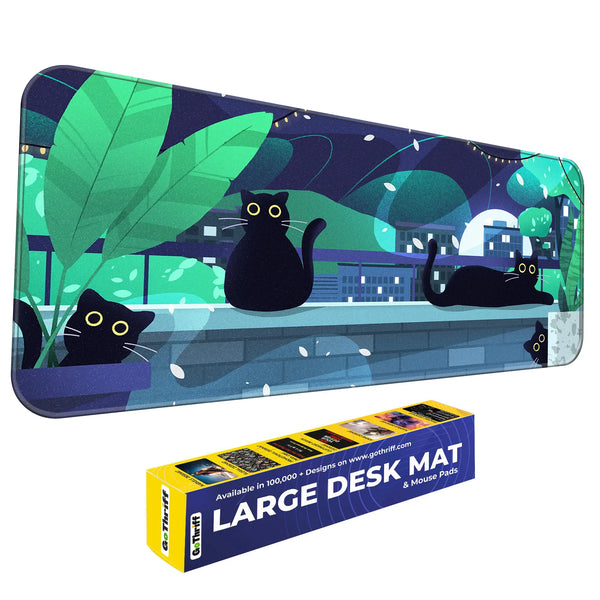 Playful Black Cats Deskmat