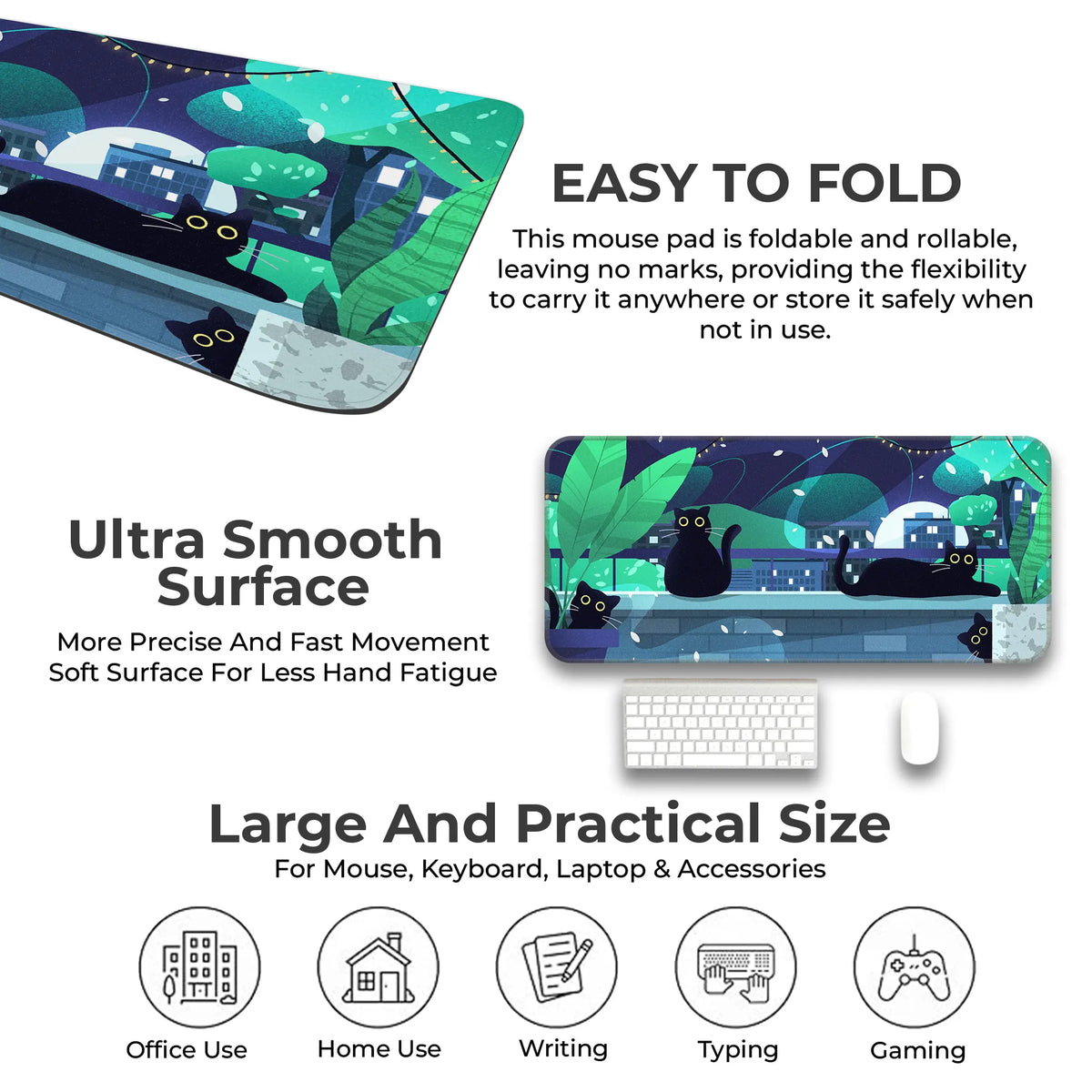 Playful Black Cats Deskmat