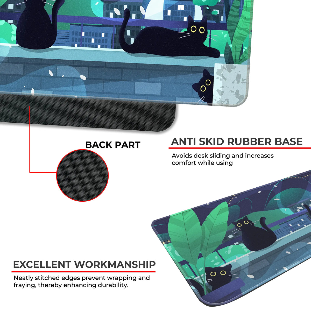 Playful Black Cats Deskmat