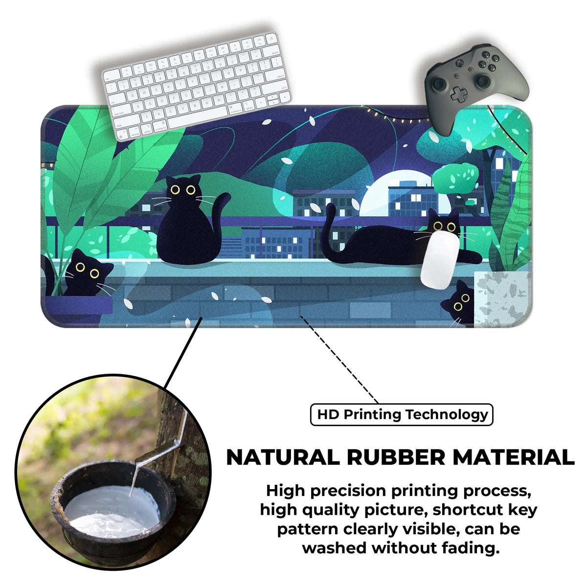 Playful Black Cats Deskmat