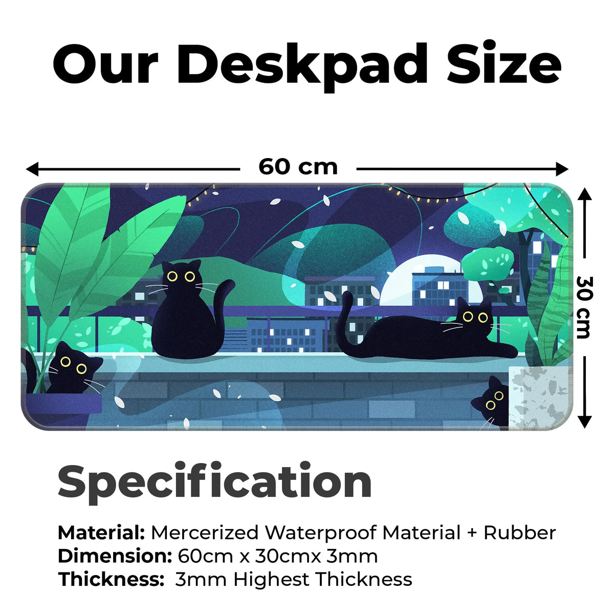 Playful Black Cats Deskmat