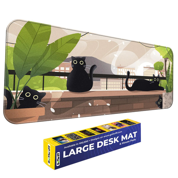 Playful Black Cats Deskmat