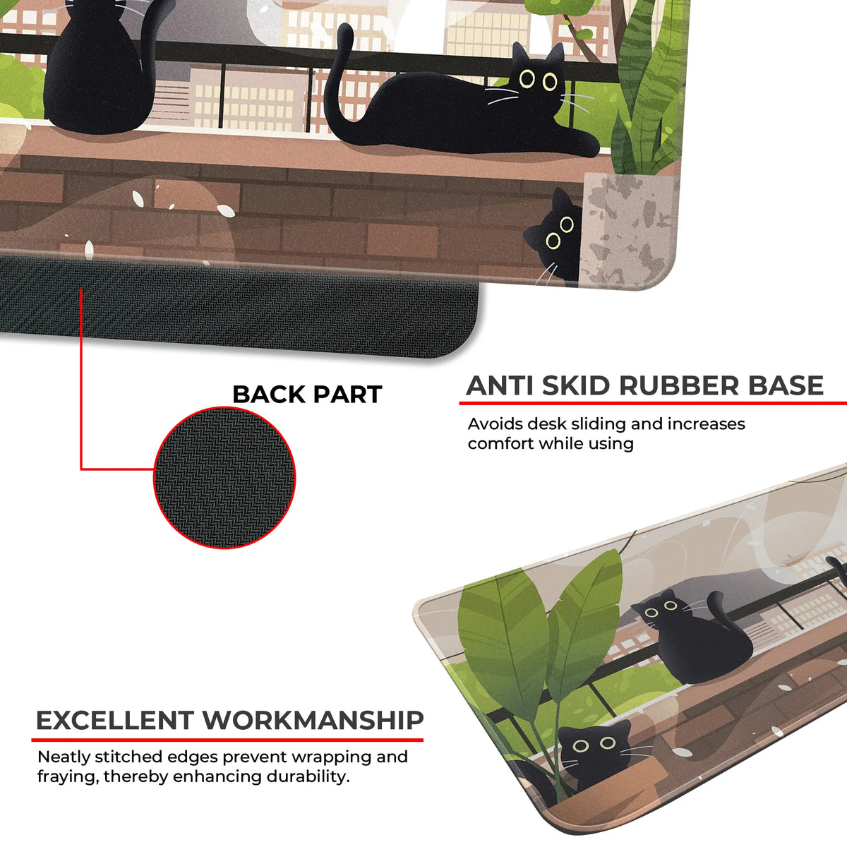 Playful Black Cats Deskmat