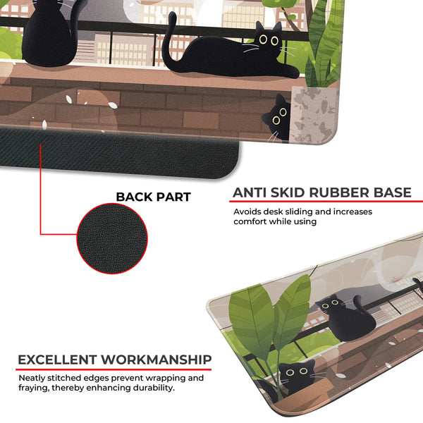 Playful Black Cats Deskmat