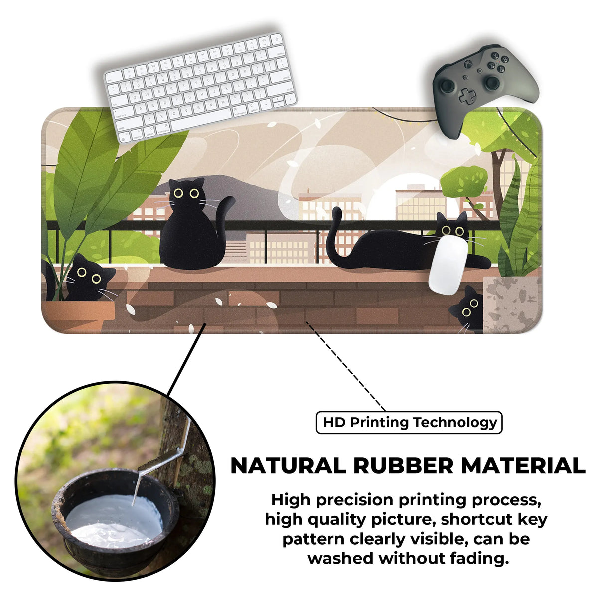 Playful Black Cats Deskmat