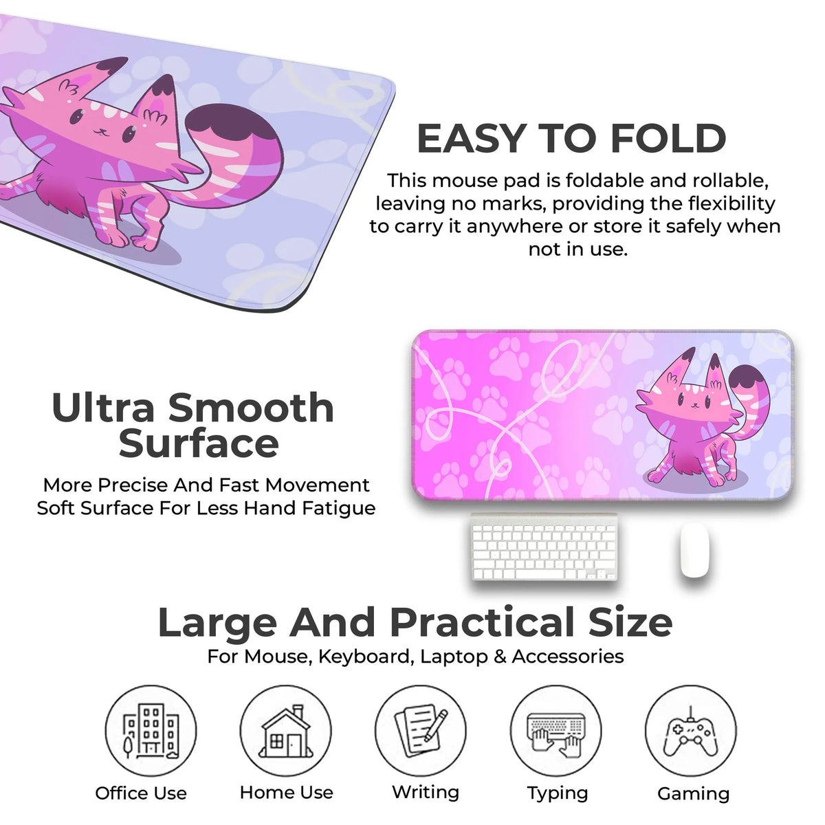 Kawaii Pink Cats Deskmat
