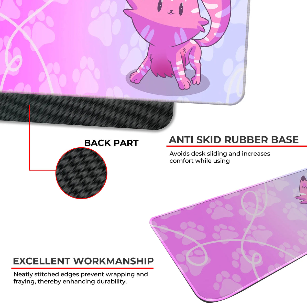 Kawaii Pink Cats Deskmat