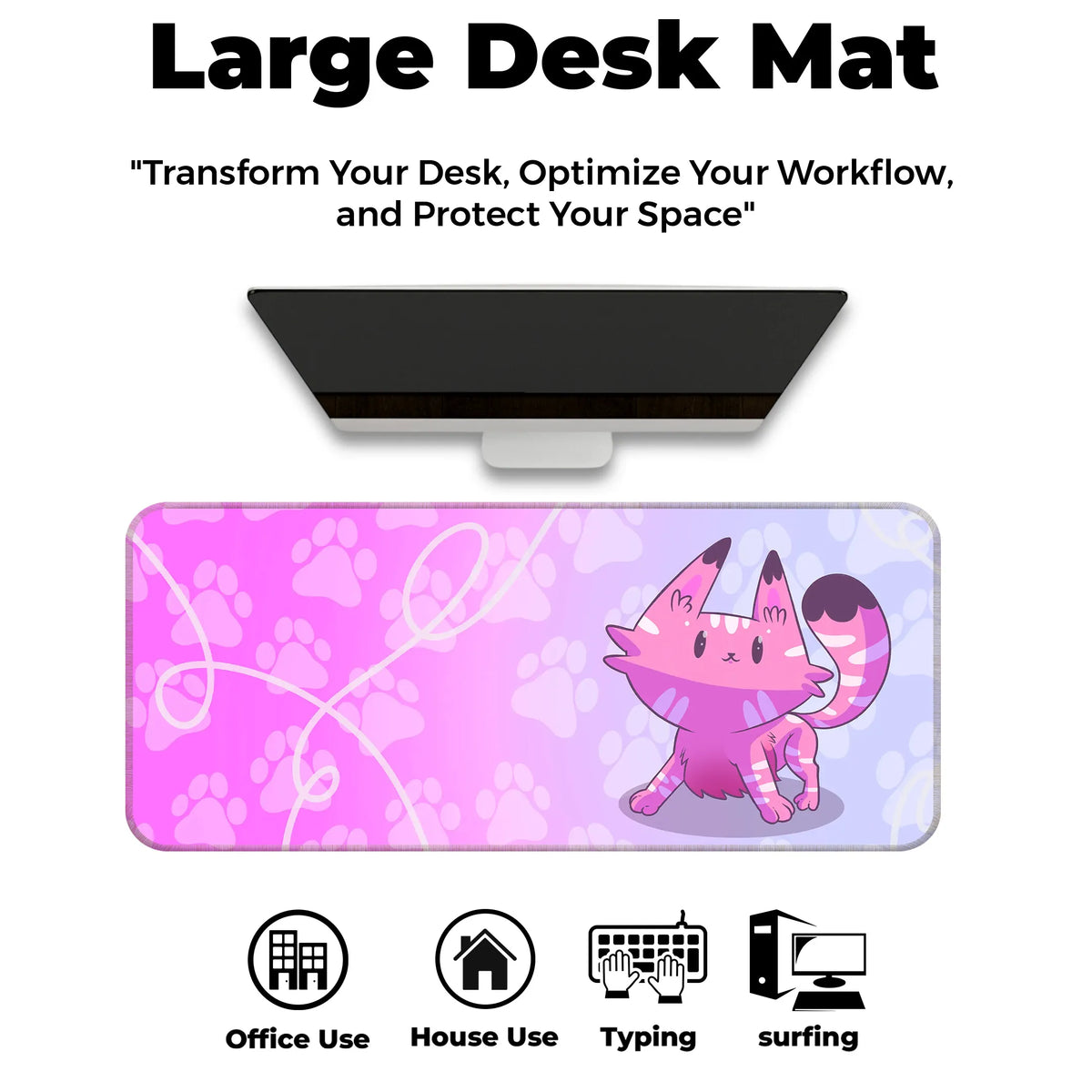 Kawaii Pink Cats Deskmat