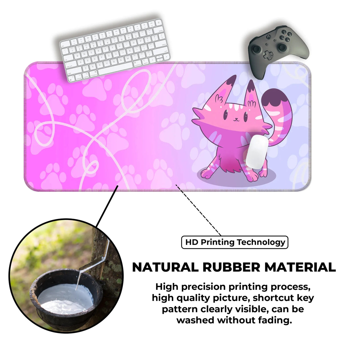 Kawaii Pink Cats Deskmat