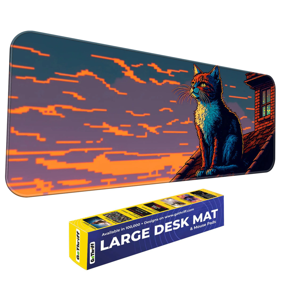 Retro Art Style Cat Deskmat