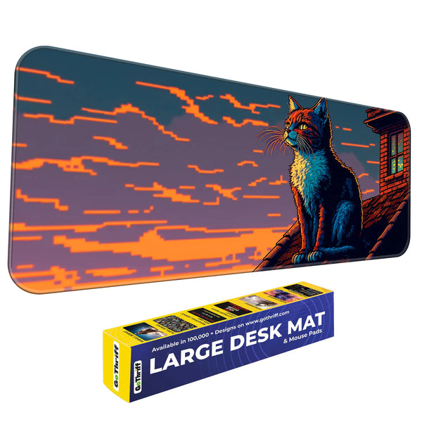 Retro Art Style Cat Deskmat