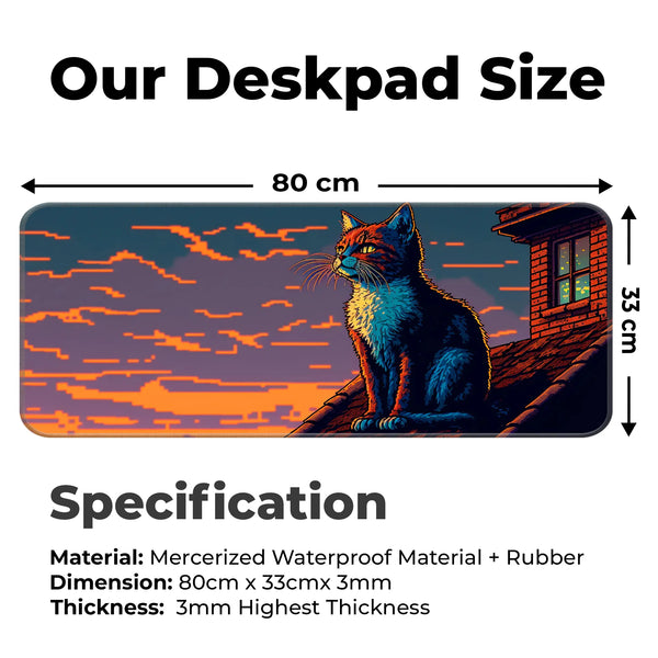 Retro Art Style Cat Deskmat