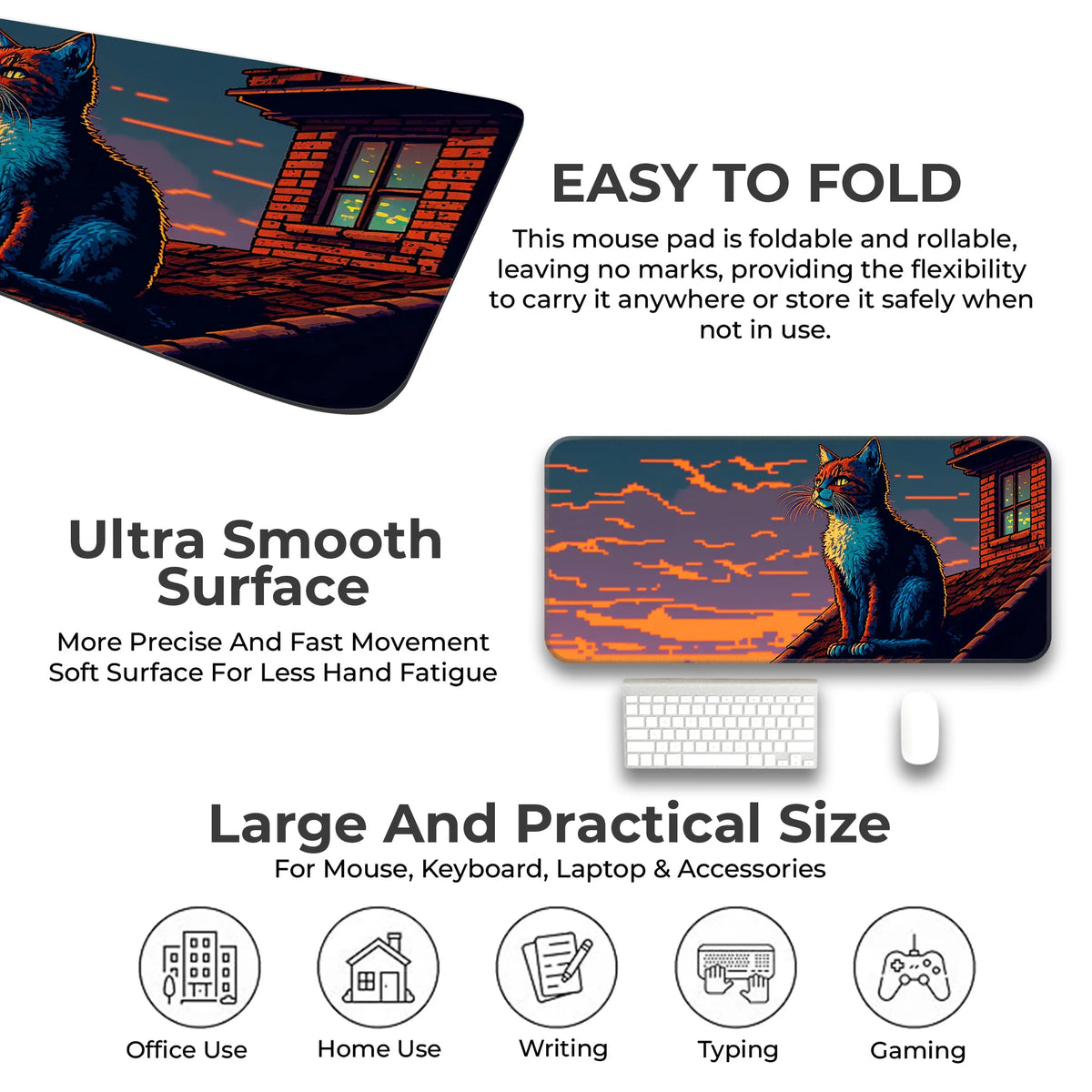 Retro Art Style Cat Deskmat